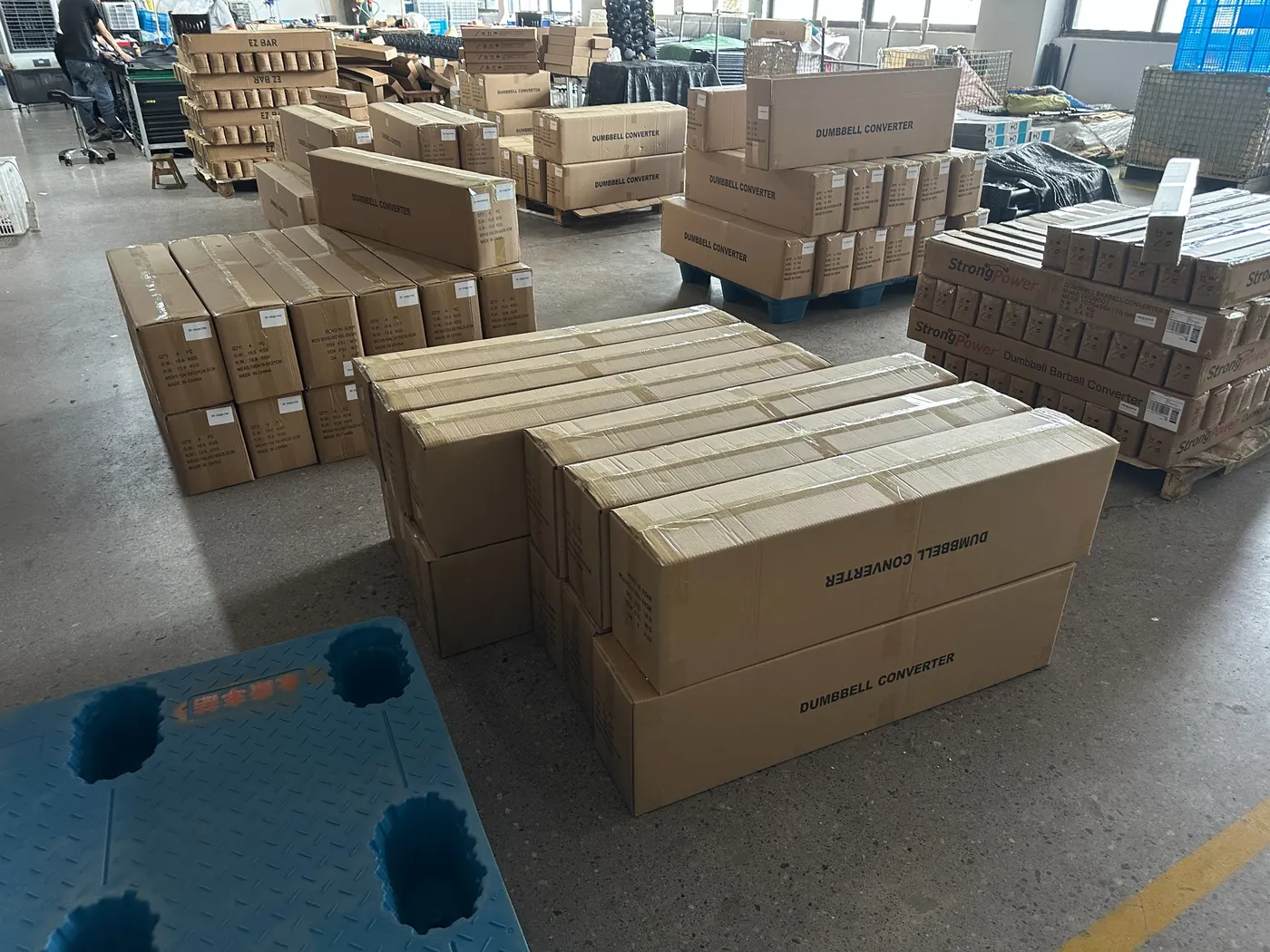 Dumbbell converter finished goods and cartons