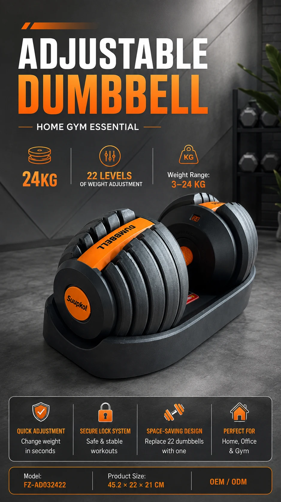 24KG Adjustable Dumbbell